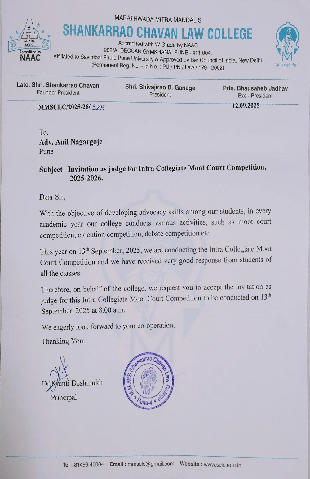 Intra-College Moot Judge Invitation (2025–26)